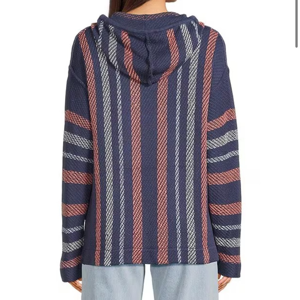 Rip Curl Revival Striped Knit Poncho Navy - Picture 3 of 13